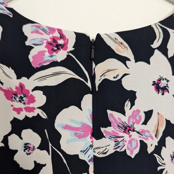 Banana Republic Dress 2 Floral Blue Pink Shift Drop Waist Flounce Hem - Picture 9 of 10